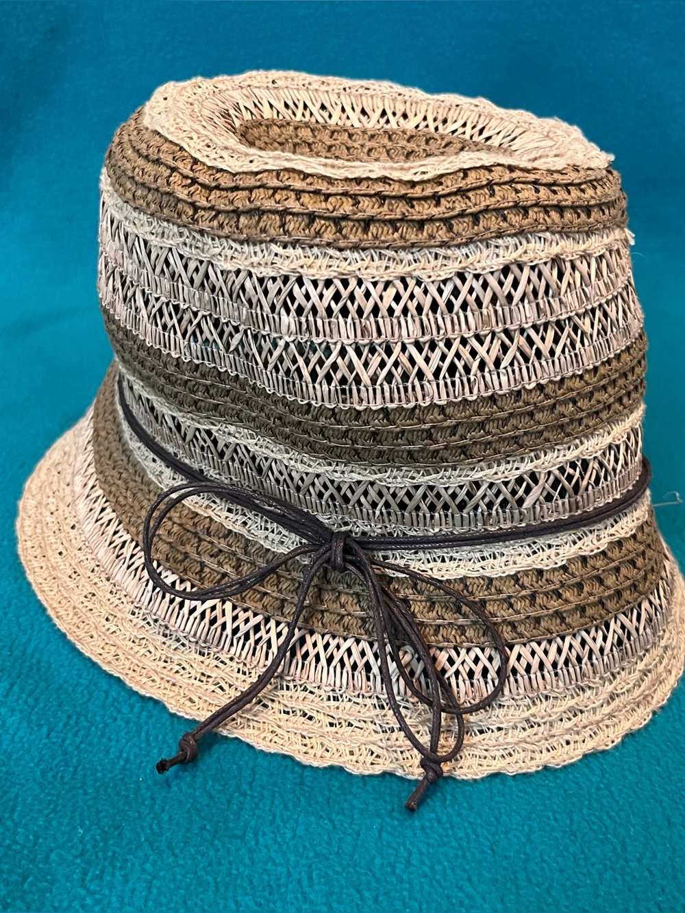 Target Two-Tone Woven Bucket Hat in Brown & Cream
